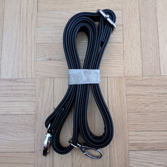 Black Shoulder Strap For Purse With Clips Faux Leather Adjustable - Picture 1 of 4